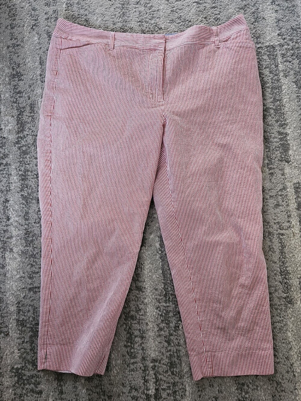 Talbots Perfect Crop Red & White Stripe Cotton Capris, Size 12P